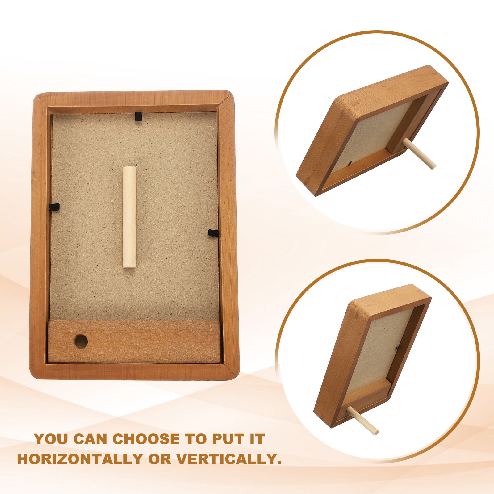 Unique Bargains 3Pcs Mini Wood Tabletop Frame with Mat Teak Color 4" x 6"