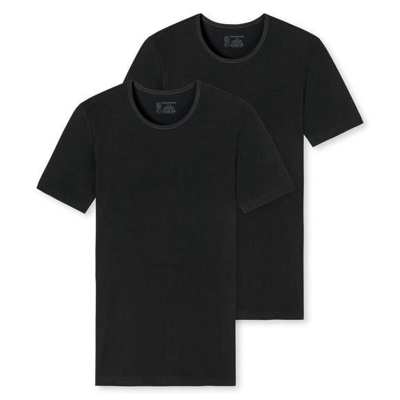 SCHIESSER Paquete de Dos Camisetas para Hombre - Serie "95/5", Cuello Redondo, S-XXL Negro 2XL (2X-Large)