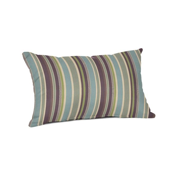 Casual Cushion Stripe Sunbrella® Fabric 1-Piece Outdoor Rectangle Throw Pillow, 19"W x 12"L, Brannon Whisper