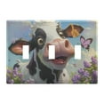 thumbnail image 2 of 2 Gang Light Switch Cover Plate Cute Cow with Butterfly Wall Plate Decorate Electrical Outlet Cover Plates 4.56”x4.48”, 2 of 8