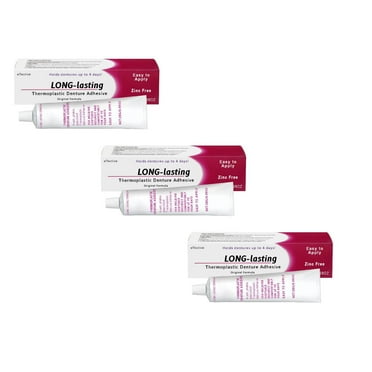 Thermoplastic Denture Adhesive, 1 Oz - Refits and Tightens Loose Upper and Lower Dentures and Partials | Non-Glue Adhesive, Acts Like A Soft Reliner 3pc