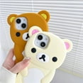 thumbnail image 5 of Ultra Thick Soft Silicone Case for Apple Teddy Bear Animal 3D Cartoon Japanese Cute Lovely Adorable Kawaii Kids Girls Women (Beige, for iPhone 15 Pro), 5 of 7