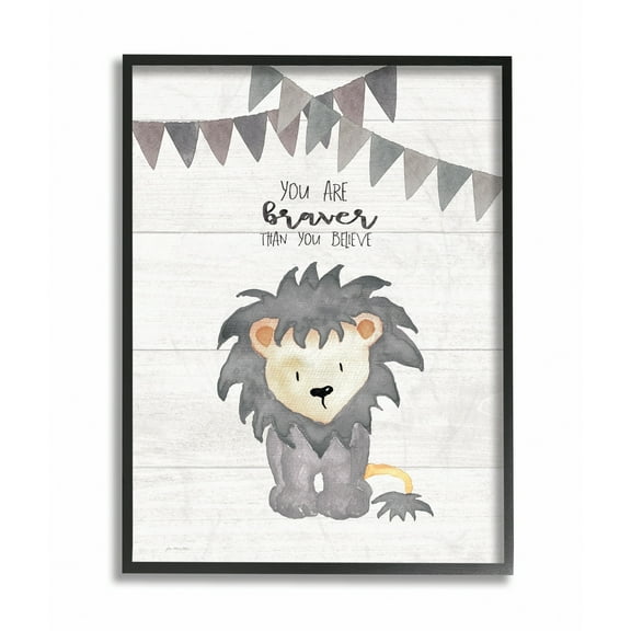 The Kids Room by Stupell You Are Braver Lion Framed Wall Art by Jo Moulton