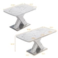 thumbnail image 2 of Morufur Modern Rectangle Dining Table with Extendable, White Marble Patterned Table Top with X-Shape Leg and Metal Base, 2 of 7