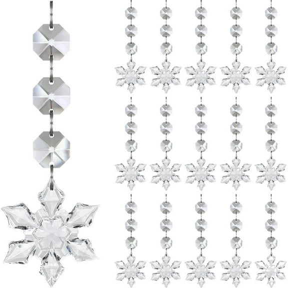 30 Pcs Snowflake Crystal Christmas Ornaments For Christmas Tree Decorations, Clear Acrylic Snowflake Ornaments Hanging acrylic Icicle clear Elegant christmas Bulk For winter ornaments Bulk fla