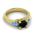thumbnail image 3 of 2.50 Ct Round Cut Black Onyx & Blue Topaz Gemstone Beautiful Ring for Birthday Gift Solid 14K Yellow Gold Size 10 by Diamond-Capitals, 3 of 8