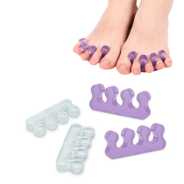 Pedicure Toe Separators,Toe Spacers For Feet,Toe Separators Use for Separation of Toenails or Nails As Well As Relieve Orthopedic Bunion Symptoms, White and Purple, 2PCS