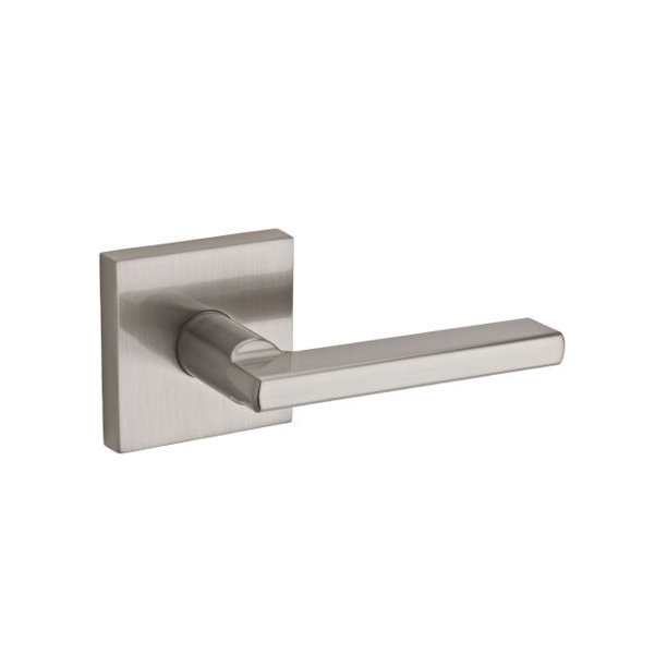 Kwikset Halifax Lever with Square Rose Trim in Satin Nickel