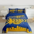 thumbnail image 2 of Manfei Modern Basketball Athlete Bedding Comforter Set for Child, Ball Sports Lover Twin Comforter Sets, Blue Gold Stripes Lines Reversible Bedding Set, Breathable Home Decor, 2pcs, 2 of 8