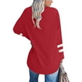 thumbnail image 4 of Zpanxa Women's Casual V-Neck Long Sleeve Solid Loose Shirt Blouse Tops Red XL, 4 of 6
