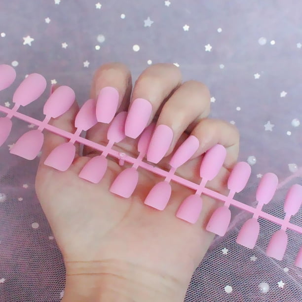 Uñas postizas, uñas postizas, regalos para mujeres, uñas largas mate carnosas, 24 parches para uñas postizas, parche para uñas postizas, pegatinas para uñas