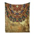 thumbnail image 1 of Grunge Soft Flannel Fleece Throw Blanket, Paisley Like Mandala Motif with Flowers Leaves and Buds Image, Cozy Plush for Indoor and Outdoor Use, 70" x 90", Multicolor, by Ambesonne, 1 of 6