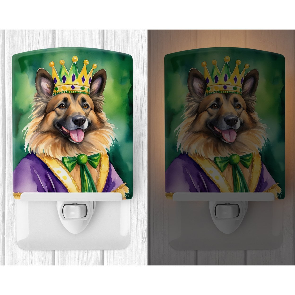 Belgian Tervuren King of Mardi Gras Ceramic Night Light 4 in x 6 in