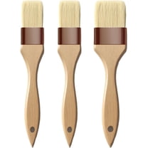 3 Pcs Natural Bristle Pastry Brushes for Baking, Grilling, Basting , Food Safe Kitchen Brushes for Butter, Oil, Sauce, Marinade , Heat Resistant BBQ Brush Set for Cooking, Cake, Pastry