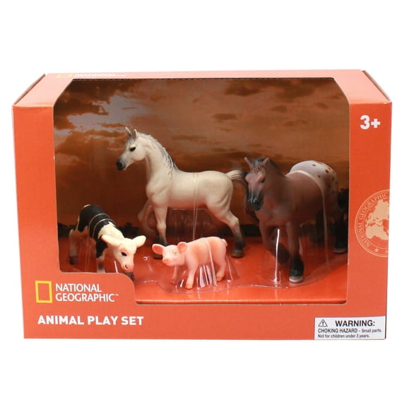 National Geographic Farm Horses Pig Sheep Figurines, 4 pieces
