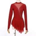thumbnail image 2 of Raenseen Women Figure Skating Dress Turtlreneck Ice Skating Dress Ballet Lyrical Dance Leotards Burgundy M, 2 of 8