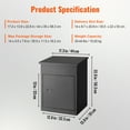 thumbnail image 6 of KFFKFF Outdoor Parcel Drop Box, Spacious Coded Lock Mailbox, Durable Galvanized Steel, 17.3"x13.8"x22.8", Theft-Deterrent Design, IPX3 Water-Resistant, Wall Mount for Porch or Curbside, 6 of 9