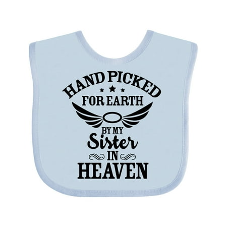 

Inktastic Handpicked for Earth by My Sister in Heaven with Angel Wings Gift Baby Boy or Baby Girl Bib