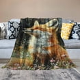 thumbnail image 2 of Orinice Fox Blanket Soft Cozy Cute Fox Flower Throw Blanket Stuff Animal Decor Warm Lightweight Flannel   Plush Bedding Blanket Gifts for Lover Teens Kids Girls Boys Women Adults Bed Travel   60x80in, 2 of 6
