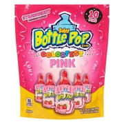 Baby Bottle Pop Colorfest Individually Wrapped Pink Strawberry Party Pack 10 count Strawberry Lollipops w/ Powdered Sugar Dip - Bulk Candy For Party Favors, Birthdays, & Gender Reveal Parties