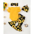thumbnail image 4 of Newborn Baby Girl Clothes 3-6 Months Summer Spring Outfits Sunflower Flared Pants Yellow Ruffle Romper Gifts Sets, 4 of 6