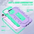 thumbnail image 2 of Casetego for iPhone 14 Case with Kickstand,3 in 1 Heavy Duty Hybrid Shockproof Silicone Protective Cover Rugged Case for Apple iPhone 14, Purple/Green, 2 of 7