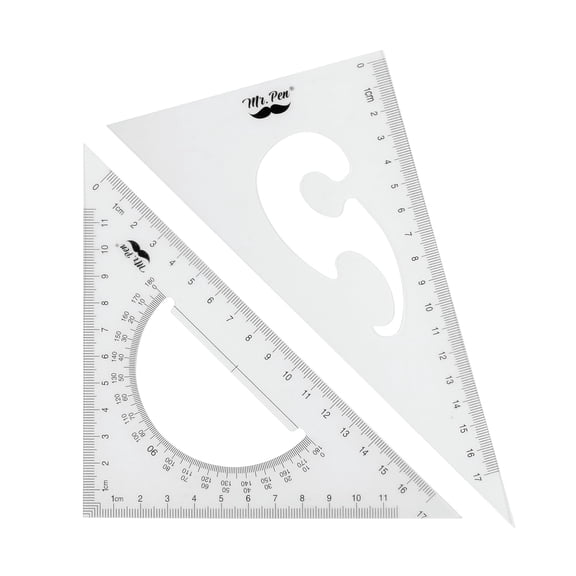 Mr. Pen- Triangle Ruler, 2 Pack, 17&11, 30/60 & 45/90, Right Triangle Ruler for Drawing, 30/60 Degree Triangle Plastic, 30 60 90 Triangle