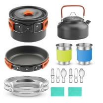 AOJA Outdoor Camping Cookware Kit, Food Grade BPA Free Non-Stick Design Large Size Hanging Pot Pan Kettle with Base Cook Set