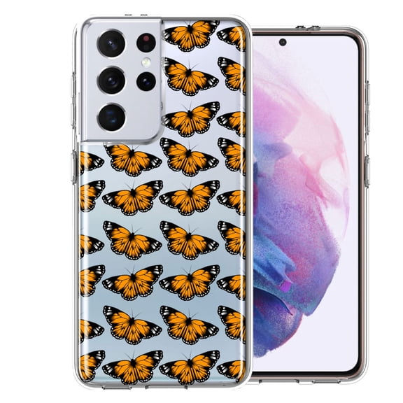 MUNDAZE For Samsung Galaxy S21 Ultra Monarch Butterflies Design Double Layer Phone Case Cover