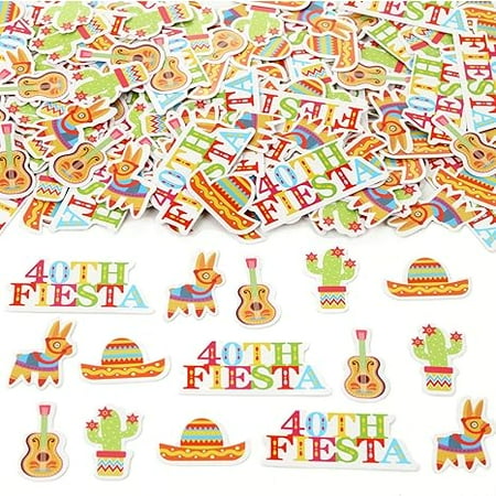 40th Fiesta Birthday Decorations, 200Pcs 40th Fiesta Confetti for Table, Mexican Forty Birthday Cinco De Mayo Taco Fortieth Birthday Party Supplies