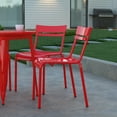thumbnail image 4 of Emma + Oliver Armless Powder Coated Steel Stacking Dining Chair with 2 Slat Back for Indoor-Outdoor Use in Red, 4 of 12