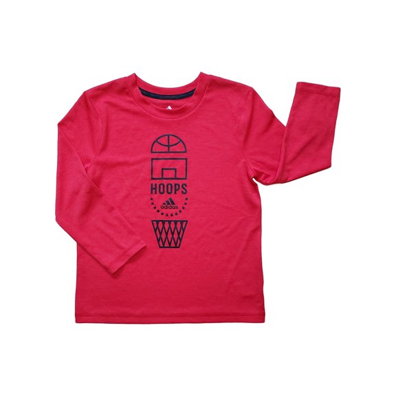 Adidas Boys Red Hoops Climalite Stay Dry Athletic Long Sleeve Sport Shirt 4