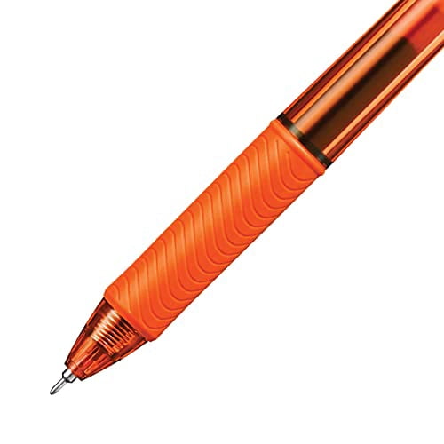 Pentel EnerGel X Retractable Liquid Gel Rollerball Pen, 0.5mm Fine Needle Point, Orange Ink, Box of 12