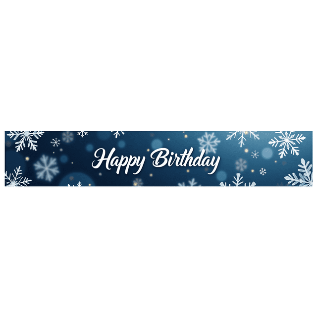 Blue Backdrop Banner with Snowflake Elements Happy Birthday Party Decorations Photography Props Birthday Decors Background Party Supplies