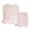 thumbnail image 5 of Mifsaly Toddler Girls 2 Piece Pajama Outfits Cute Graphic Sleeveless Ruffle Trim Tops and Shorts Kids Soft Breathable Summer Casual Home Clothes, 5 of 6