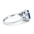 thumbnail image 2 of Halo Oval Ring Blue Sapphire CZ 925 Sterling Silver Size 6, 2 of 6