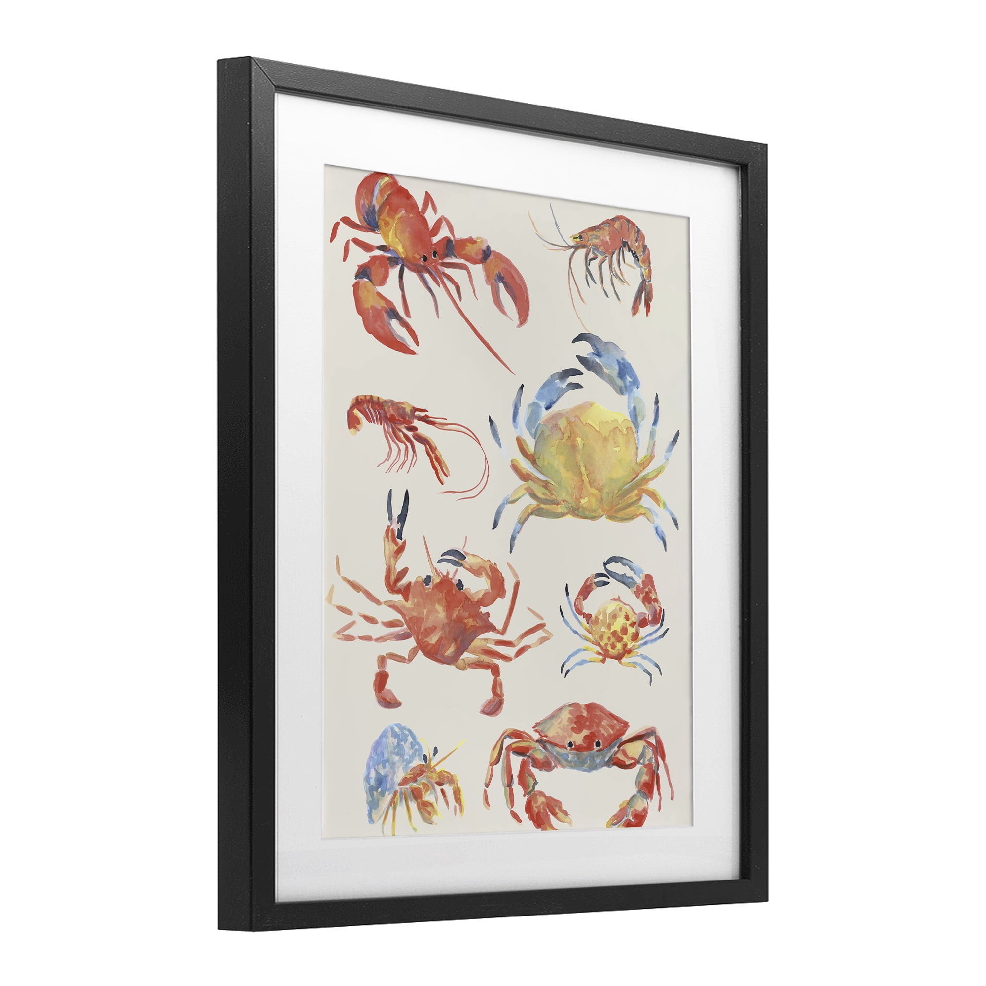Stupell Industries Crab & Crustacean Collection Black Framed Print Under Glass, design by June Erica Vess