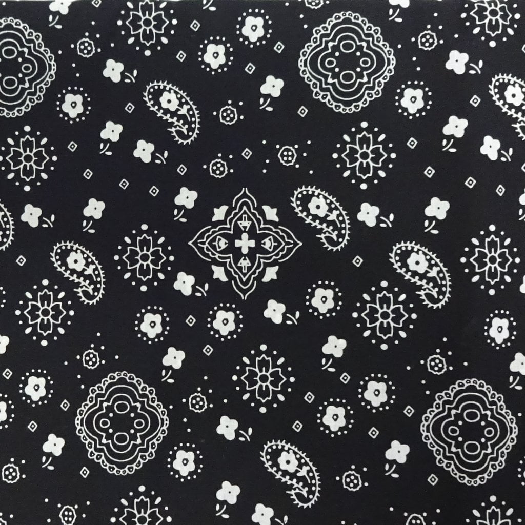 Shason Textile Craft Project Poly Cotton Bandana Print Precut Fabric (3 Yards, Black)
