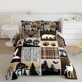 thumbnail image 2 of Homewish Safari Wolves Deer Queen Comforter Set,Jungle Bear Paws Bedding Sets,Brown Gray Plaid Bedding Comforter Set For Teens,Ultra Soft Home Decor,3-Piece, 2 of 8