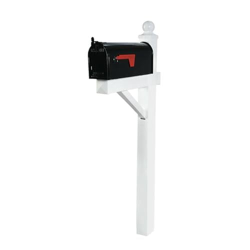 Creative Solutions PP200PWH Oxford Mailbox Post Fits Over 4×4In. Post, White PVC, 52.5 x 4.25 x