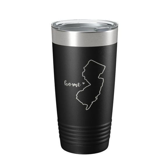 New Jersey Tumbler Home State Travel Mug Insulated Laser Engraved Map Coffee Cup 20 oz Black