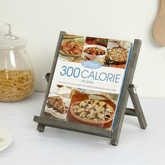MyGift Vintage Gray Wood and Clear Acrylic Kitchen Cookbook Recipe Tablet Holder Stand/Book and Magazine Display Rack with Kickstand