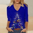 thumbnail image 2 of Joau Women's Ugly Christmas Shirts Glitter Christmas Tree Print 3/4 Length Sleeve V Neck Tunic Tops Holiday Xmas Shirts Graphic Tees Blouse, 2 of 5