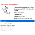 thumbnail image 2 of Left and Right Door Handle Set 2 Piece - Compatible with 1977 - 1979 Chevy Caprice 1978, 2 of 2