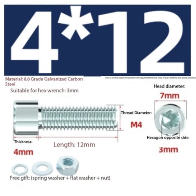 100 juegos de tuercas de tornillo hexagonales galvanizadas de grado 8,8, arandelas de resorte planas y pernos (M4/M5): solución de fijación duradera for proyectos y reparaciones de bricolaje