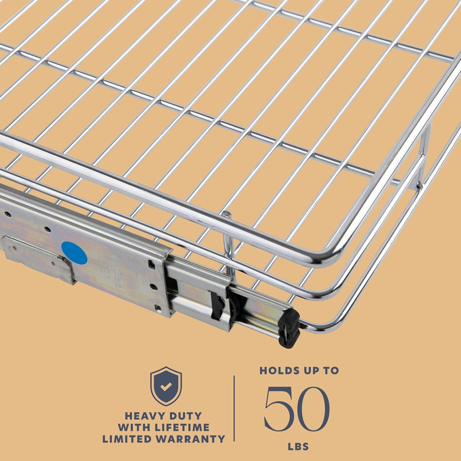 PEZGO Pull out Cabinet Organizer with Steel Metal Chrome Finish 22”W x 21”D