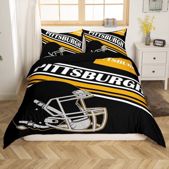 Erosebridal Sport Footabll Comforter Cover Twin,Ball Game Bedding Twin Size,Teenager Bedroom Decor(Pittsburgh),Reversible,2-Piece(No Comforter)
