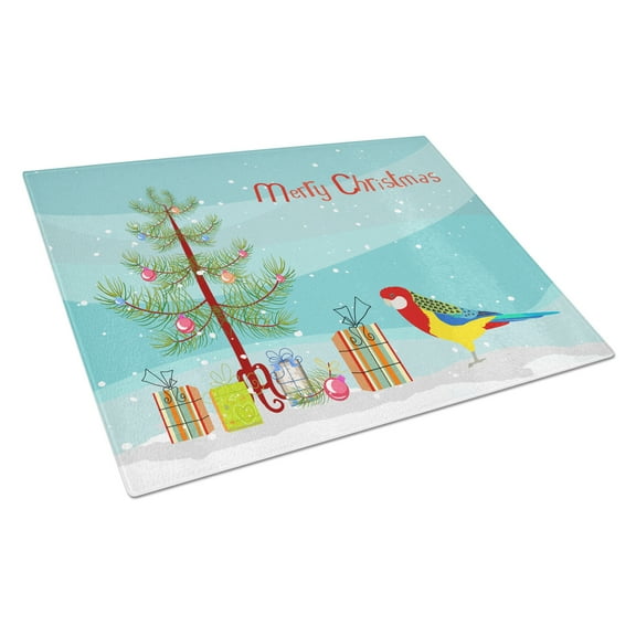 Carolines Treasures CK4503LCB Rosella Merry Christmas Glass Cutting Board Large, 12H x 16W, multicolor