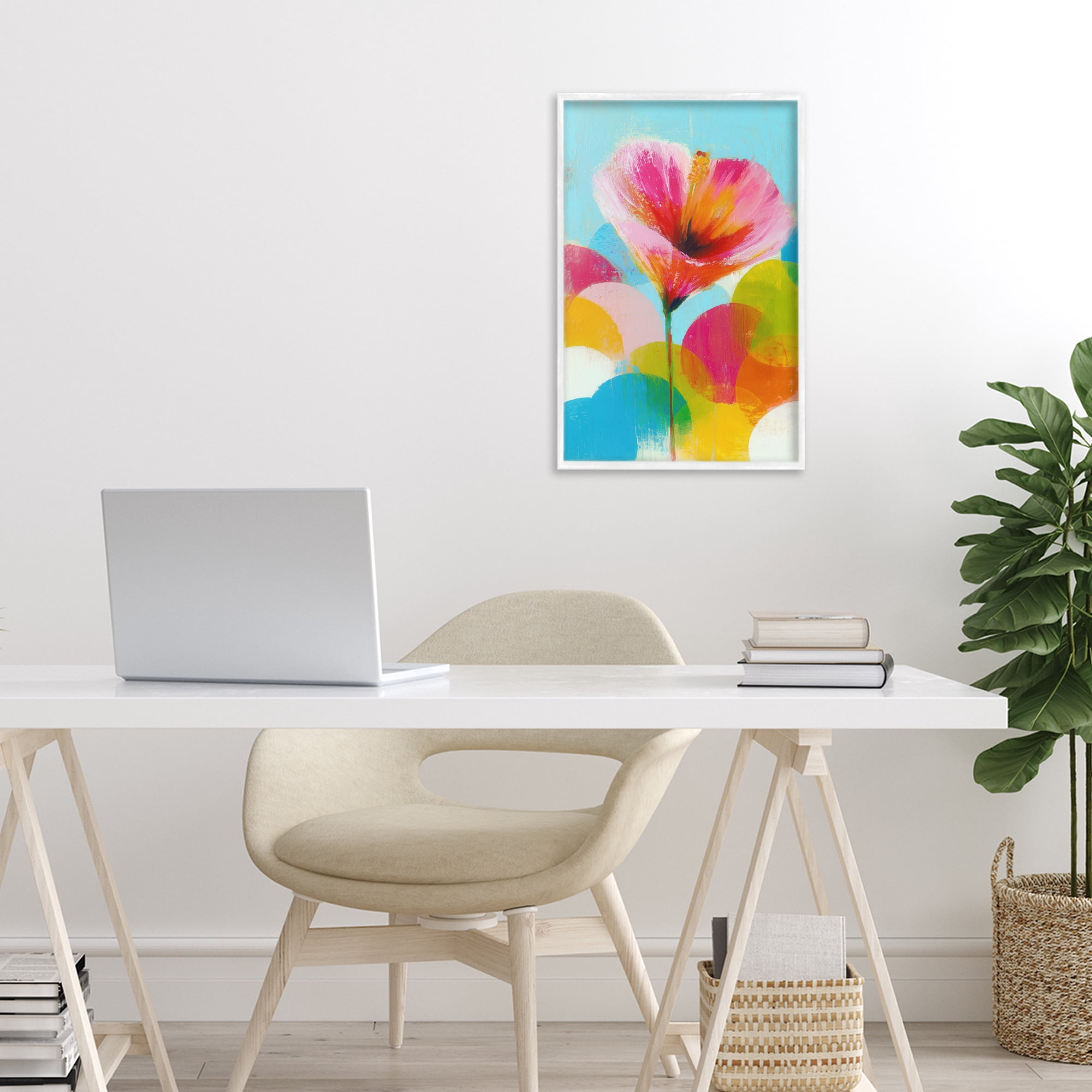 Stupell Industries Hibiscus In The Sun White Framed Giclee Art, design by Chromatic Storm Studio
