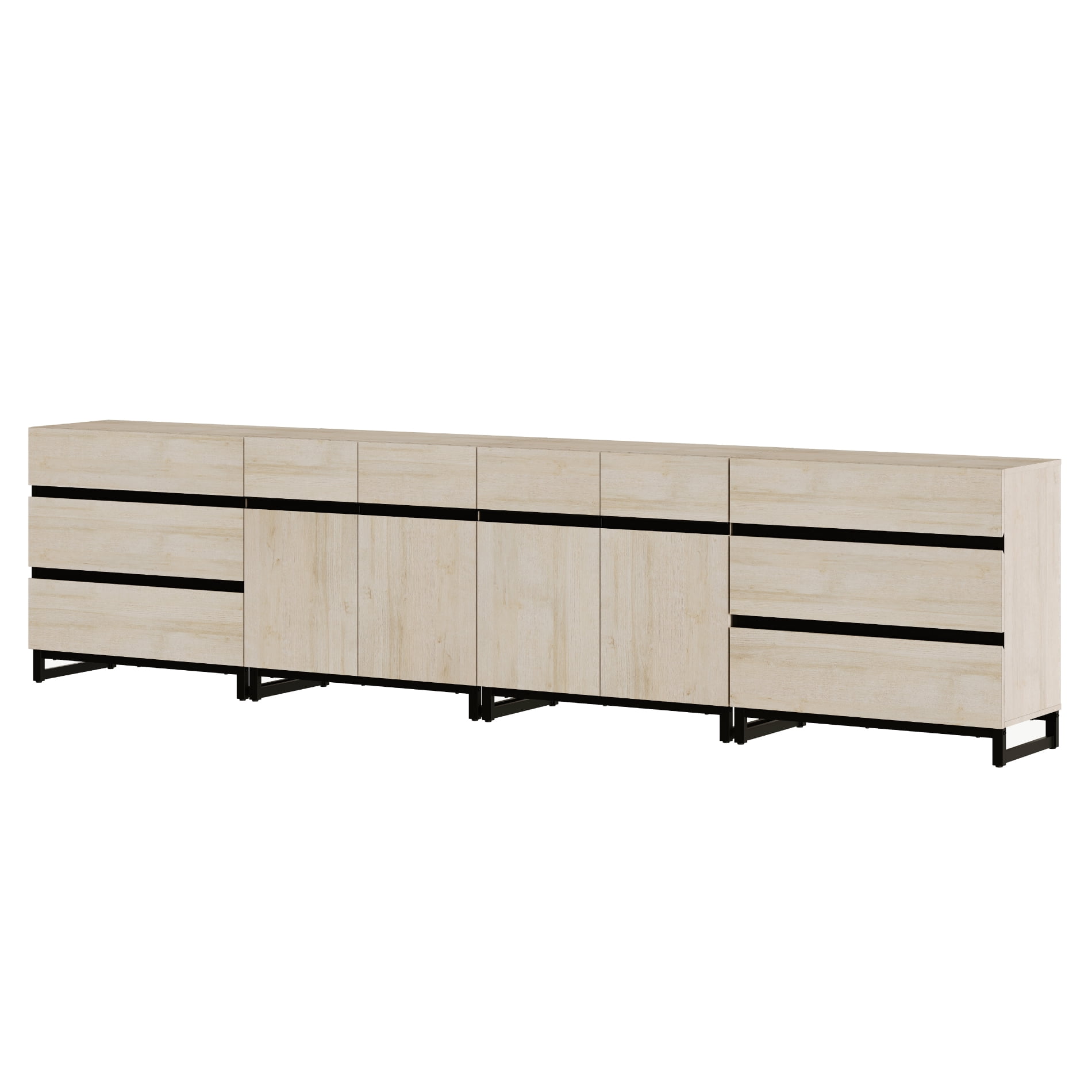 4-in-1 Sideboard Buffet Cabinet with 6 Drawers, Adjustable Shelves, High Load-Bearing Storage Cabinet for Living Room, Dining Room,Beige